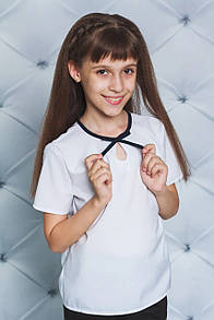 Блуза шкільна повсякденна з коротким рукавом "Nora", стильна дитяча блузка для дівчинки