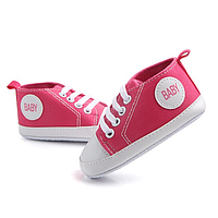 Детские классические кроссовки 11 см (на 0-6 месяцев) для новорожденных розовые для девочки. Код:LM12