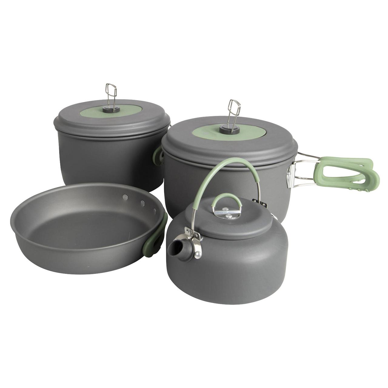 Набір посуду Bo-Camp Explorer XL 4 Pieces Hard Anodized Grey/Green (2200249), фото 1