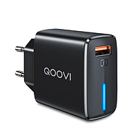 Зарядний пристрій 18W QOOVI з індикатором Quick Charge 3.0 Швидка зарядка для телефону Код:LM12