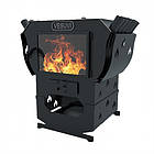 Піч булер'ян-камін до 300 м³ VESUVI 12 кВт (950 х 655 х 700 мм) з термостійким склом, фото 2