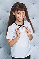 Школьная форма для девочек - 02256-ве - Блуза школьная повседневная с коротким рукавом , стильная детская