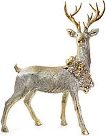 Фигура для новогоднего декора Золотой олень с венком Bona DP42820
