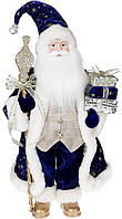 Новогодняя фигурка Санта с посохом 46см (мягкая игрушка), синий с шампанью Bona DP73690