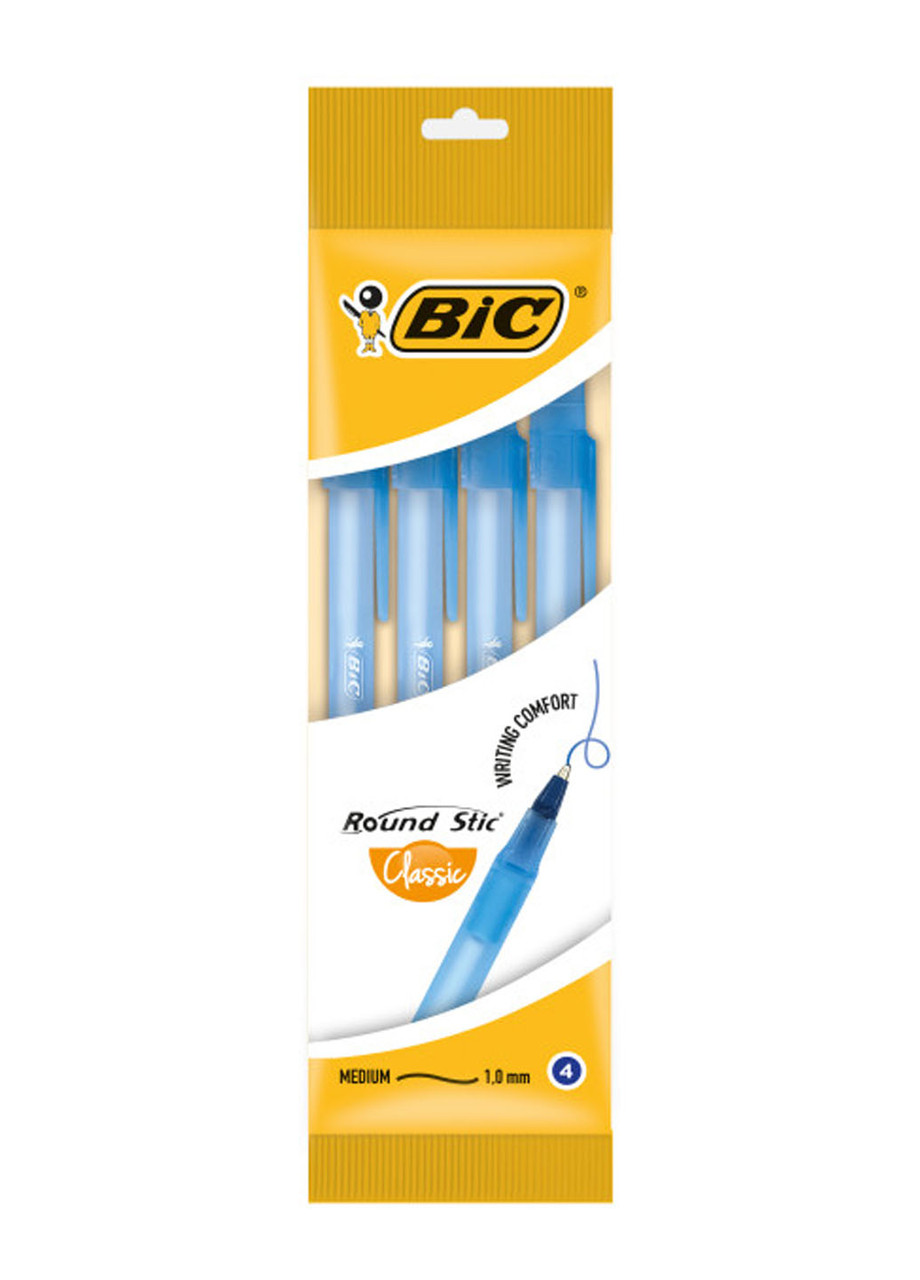 Набір кулькових ручок BIC Round Stic M 4 шт Синій (3086123466128)