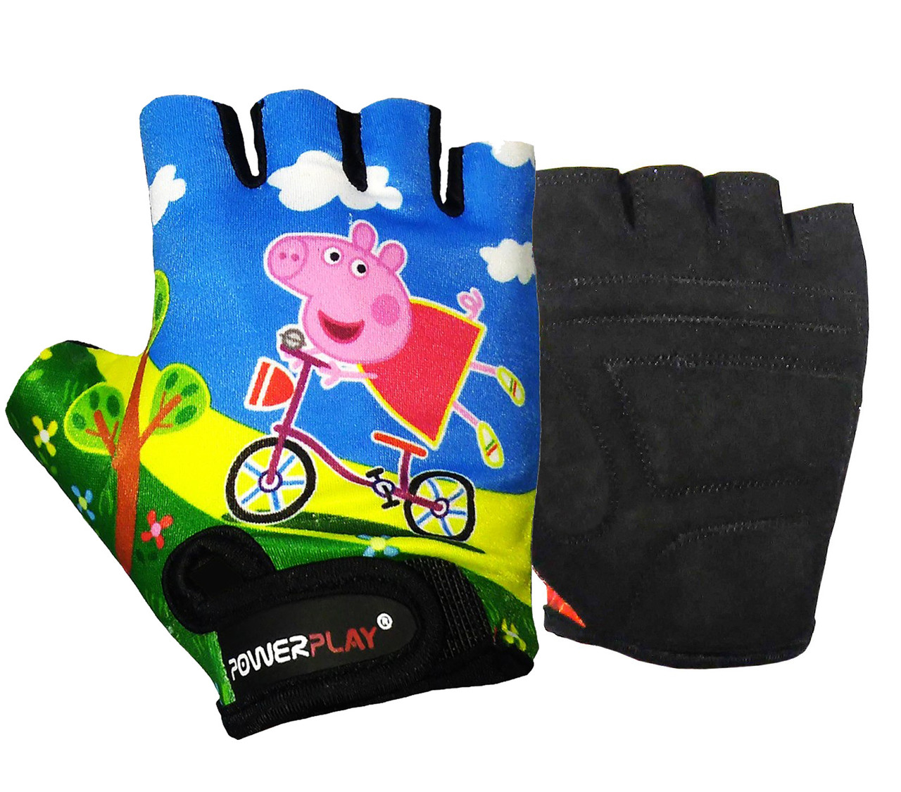 Велорукавиці дитячі PowerPlay 5473 Peppa Pig блакитні S