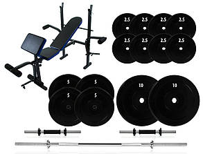 Набір штанга + гантелі 72 кг + лавка професійна 7F L310
