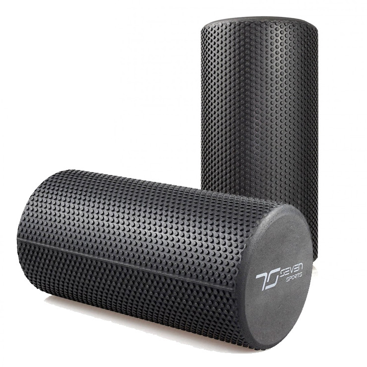 Масажний ролик (валик) 7SPORTS гладкий Foam Roller EVA чорний (30*15см.)