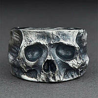 Мужское кольцо в виде черного стального скелета черепа высокое качество байкер панк хип-хоп р регулируемый