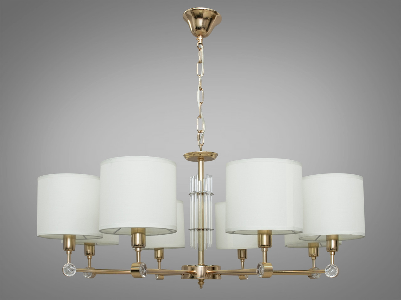 Сучасна люстра з абажурами Diasha на 8 ламп золото 1010/8G