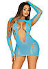 Leg Avenue Long sleeve cut out mini dress Turquoise O/S, фото 4