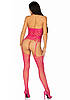 Leg Avenue High neck lace bodystocking Raspberry O/S, фото 2