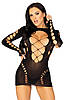 (SALE) Безшовна мінісукня Leg Avenue Long sleeve cut out mini dress One size Black Bomba💣, фото 4