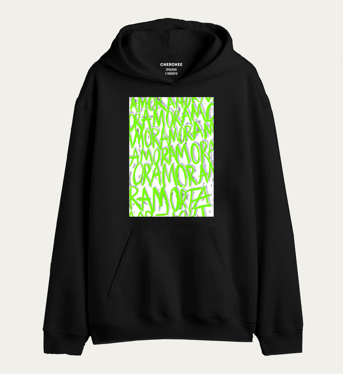 Худі толстовка з принтом  "AMORE Green"