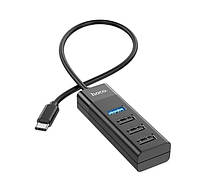 USB hub хаб HOCO HB25 на 4 USB порта Type-C to USB черный до 1Tb