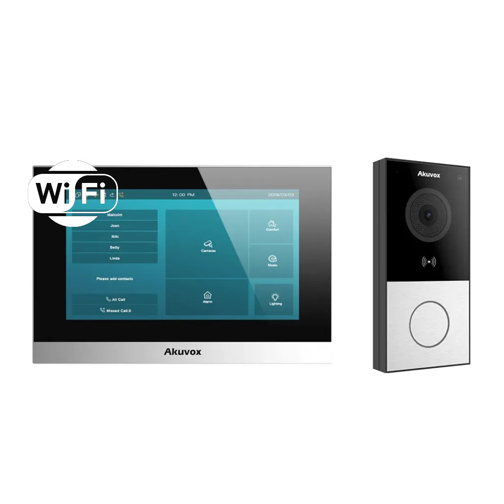 Комплект IP-відеодомофона Akuvox C313WE silver + панель E12W