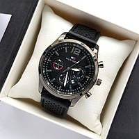 Чоловічий наручний годинник чорного кольору Tommy Hilfiger (Хілфігер) на каучуковому ремінці - код 2273b