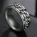 Чоловіче жіноче кільце спінер хром вставка сіра 18-22, фото 2