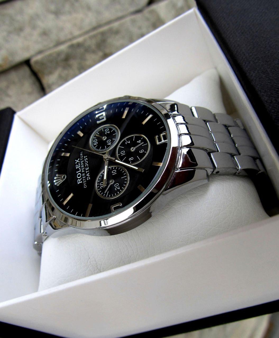 Суперкрутые мужские кварцевые часы Rolex в серебренном стиле - фото 4 - id-p1473698038