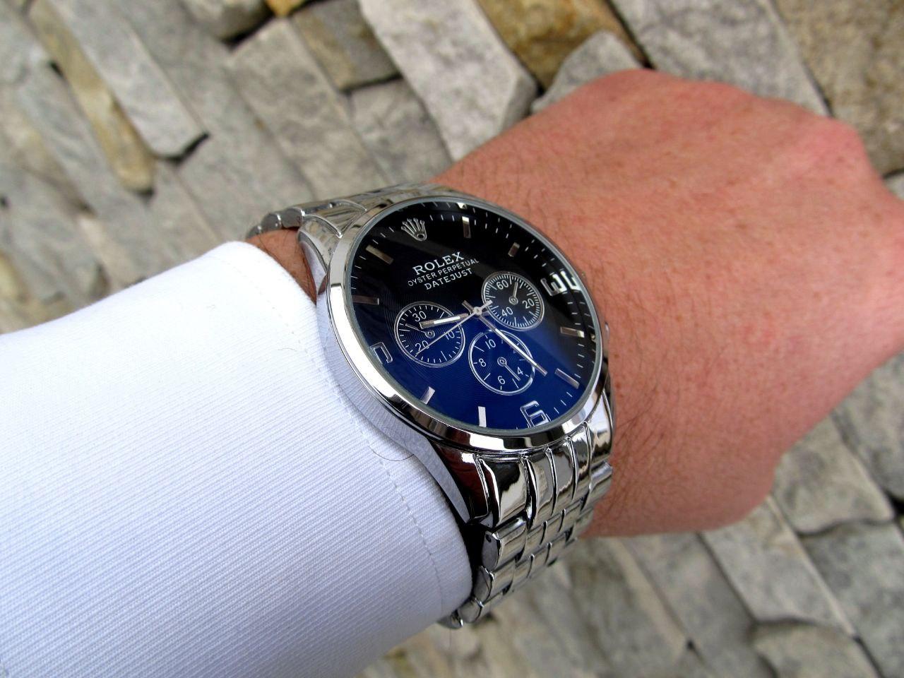 Суперкрутые мужские кварцевые часы Rolex в серебренном стиле - фото 9 - id-p1473698038