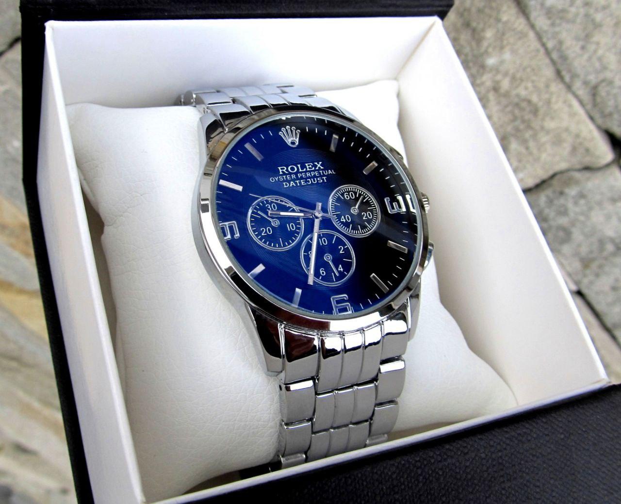 Суперкрутые мужские кварцевые часы Rolex в серебренном стиле - фото 5 - id-p1473698038