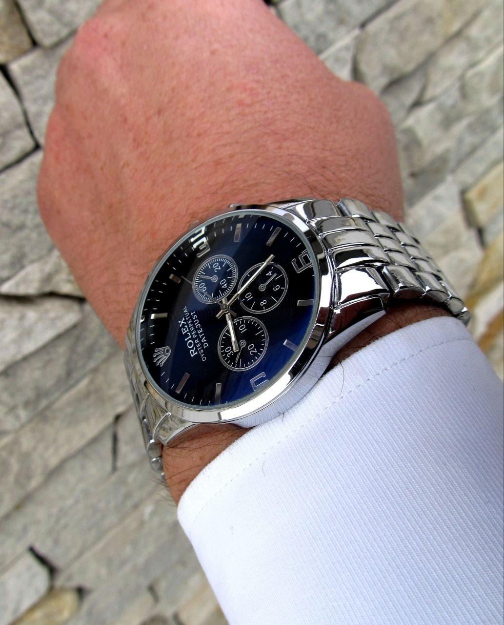 Суперкрутые мужские кварцевые часы Rolex в серебренном стиле - фото 8 - id-p1473698038