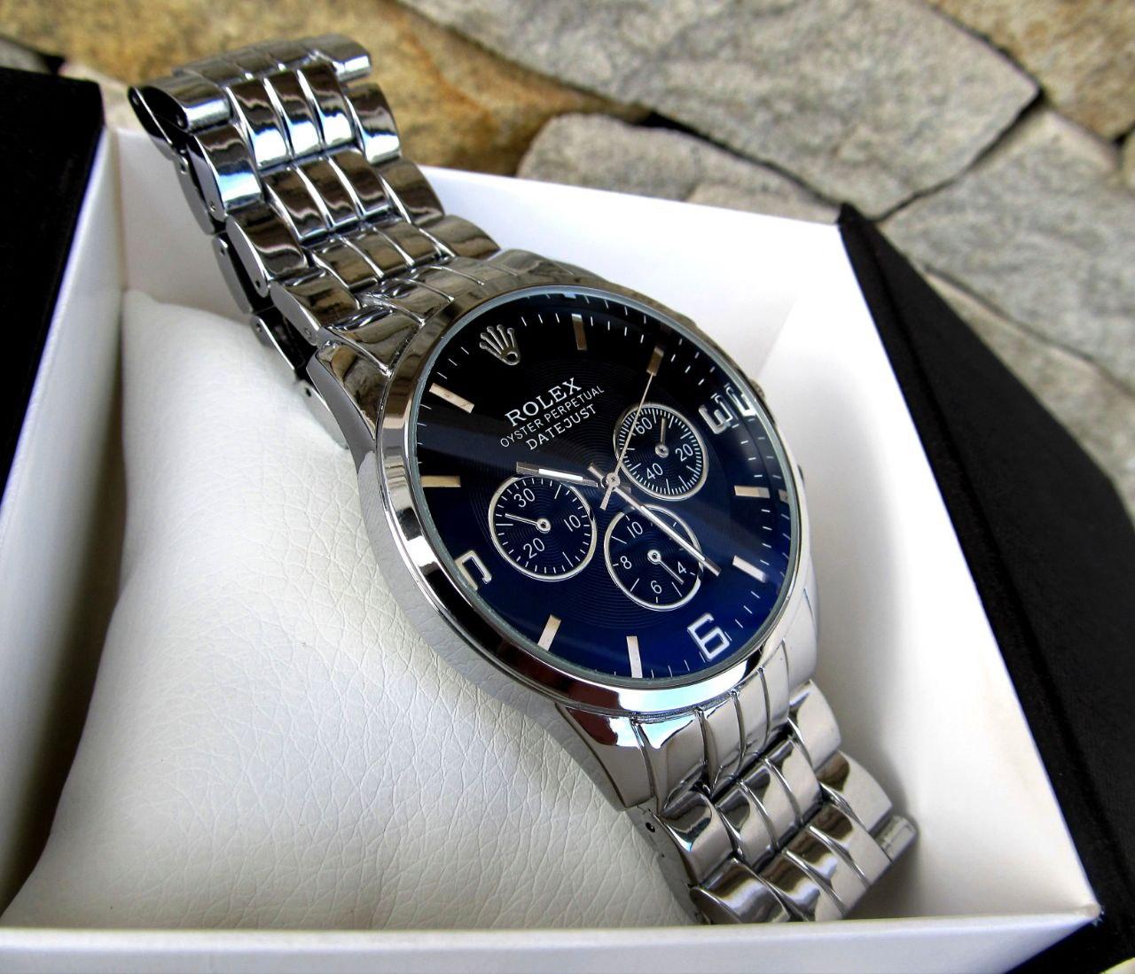 Суперкрутые мужские кварцевые часы Rolex в серебренном стиле - фото 10 - id-p1473698038