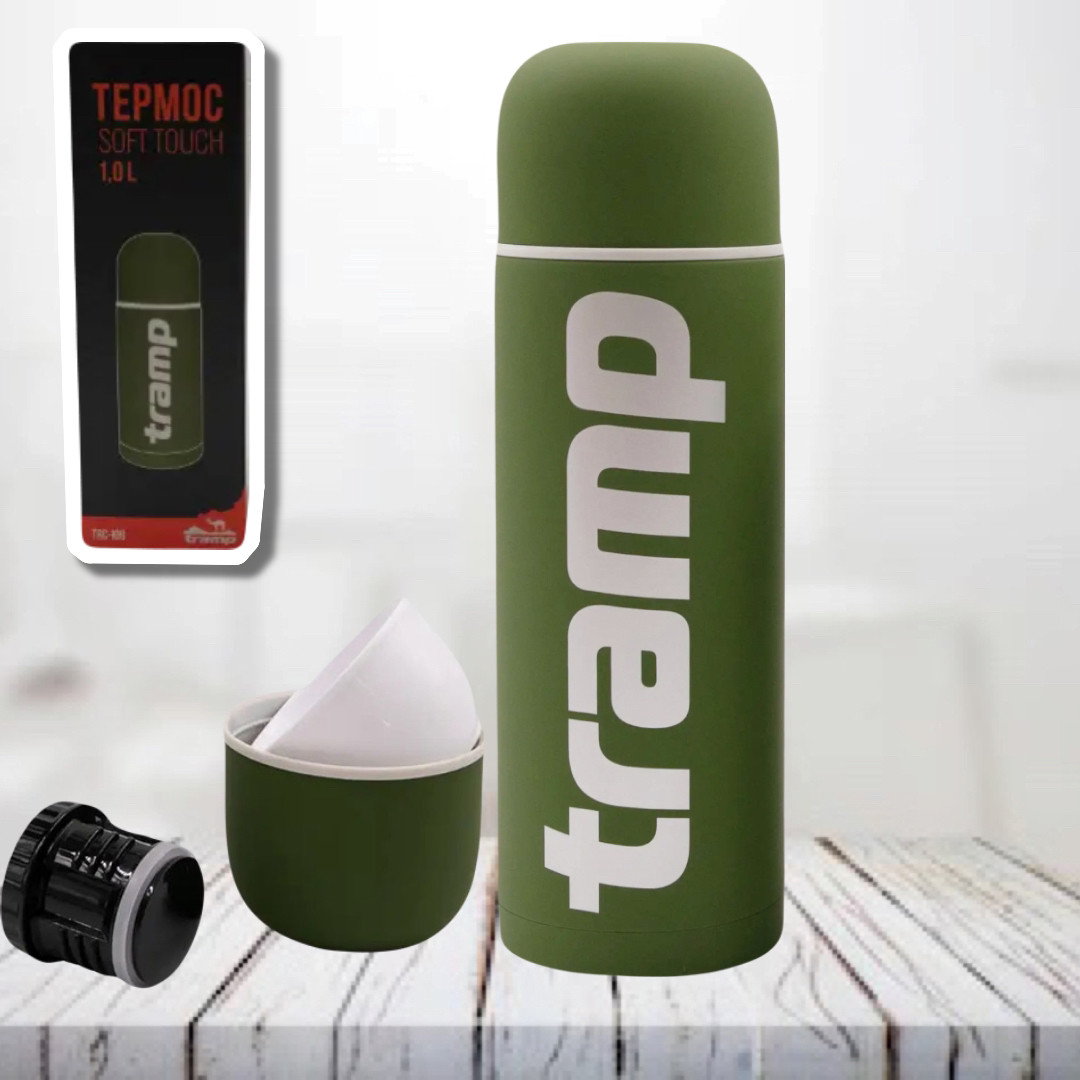 Термос Tramp Soft Touch 1 л зелений (металевий термос з резиновим покриттям)