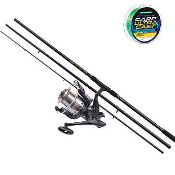 Набір Карповий, Вудлище коропове Flagman Magnum Black Carp + Котушка Magnum Carp Feeder 6000 + Подарок Ліска 150м