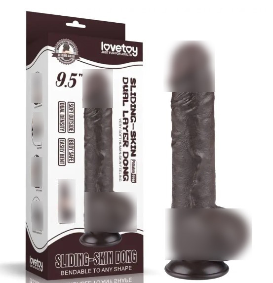 Фалоімітатор на присоску Sliding Skin Dual Layer Dong Black 9.5| Limon