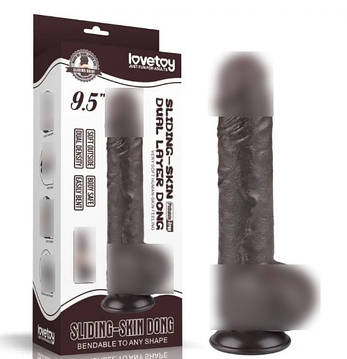 Фалоімітатор на присоску Sliding Skin Dual Layer Dong Black 9.5| Limon, фото 1