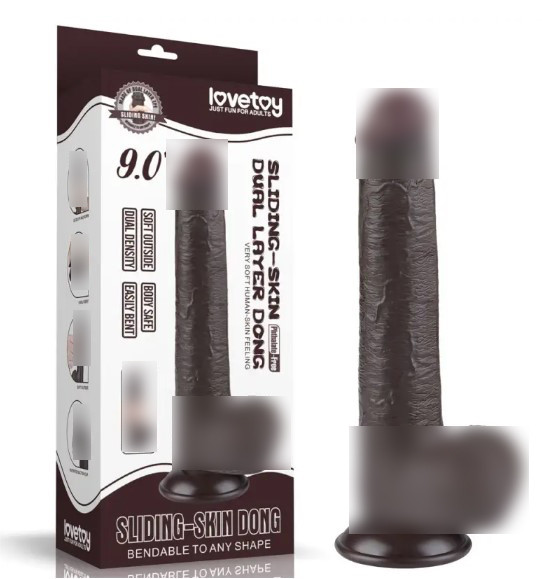 Фалоімітатор на присоску Sliding Skin Dual Layer Dong Black 9.0 | Limon