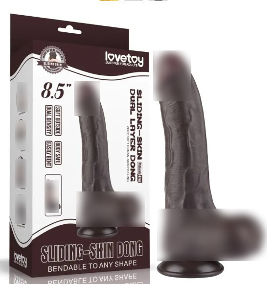 Фалоімітатор на присоску Sliding Skin Dual Layer Dong Black 8.5| Limon