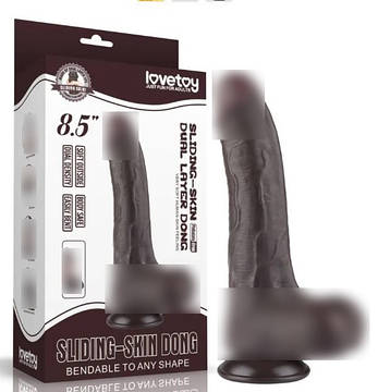 Фалоімітатор на присоску Sliding Skin Dual Layer Dong Black 8.5| Limon, фото 1