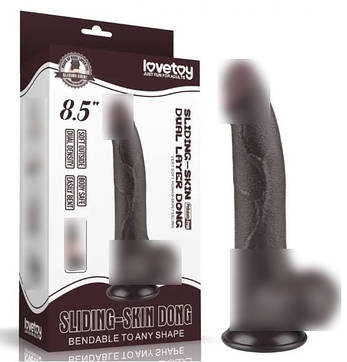 Фалоімітатор на присоску Sliding Skin Dual Layer Dong Black 8.5| Limon, фото 1