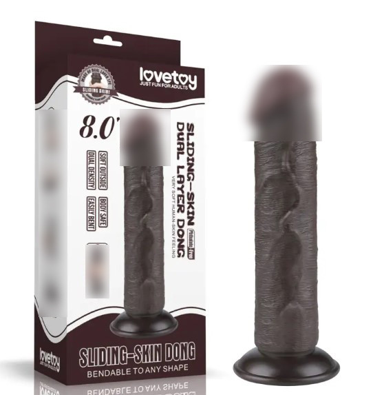 Фалоімітатор на присоску Sliding Skin Dual Layer Dong Black 8.0 | Limon