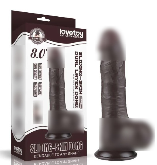 Фалоімітатор на присоску Sliding Skin Dual Layer Dong Black 8.0 | Limon