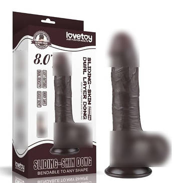 Фалоімітатор на присоску Sliding Skin Dual Layer Dong Black 8.0 | Limon, фото 1