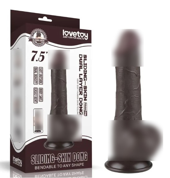 Фалоімітатор на присоску Sliding Skin Dual Layer Dong Black 7.5| Limon