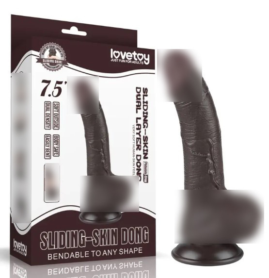 Фалоімітатор на присоску Sliding Skin Dual Layer Dong Black 7.5| Limon