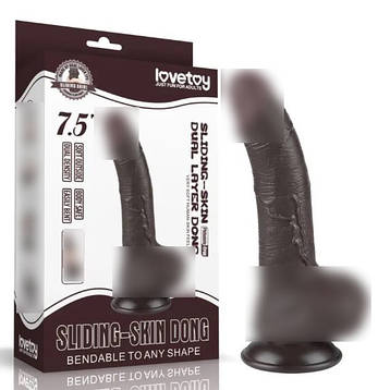 Фалоімітатор на присоску Sliding Skin Dual Layer Dong Black 7.5| Limon, фото 1