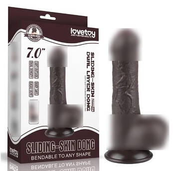 Фалоімітатор на присоску Sliding Skin Dual Layer Dong Black 7.0 | Limon, фото 1
