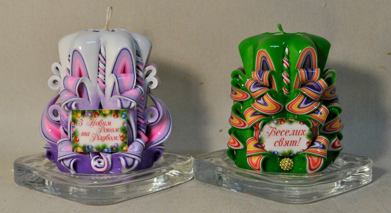 Новорічні свічки ручної роботи. Привітання зі святами