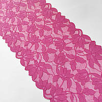Эластичное (стрейчевое) кружево розового цвета, ширина 24 см.
