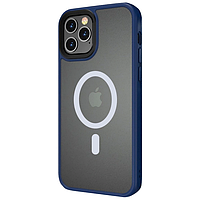 Чехол-накладка для iPhone 14 (6.1") Stiff Cover Colorful Matte MagSafe Box- темно-синий