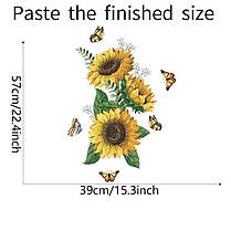 Вінілові наклейки VANSHE Метелики соняшники  (лист 30 х 60 см) Б139-19, фото 3