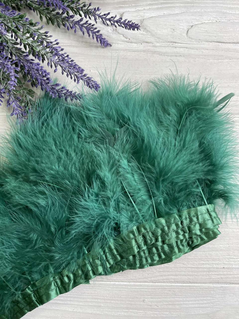 Пір'яна тасьма з лебедя 2 метри , смарагдова, фото 1