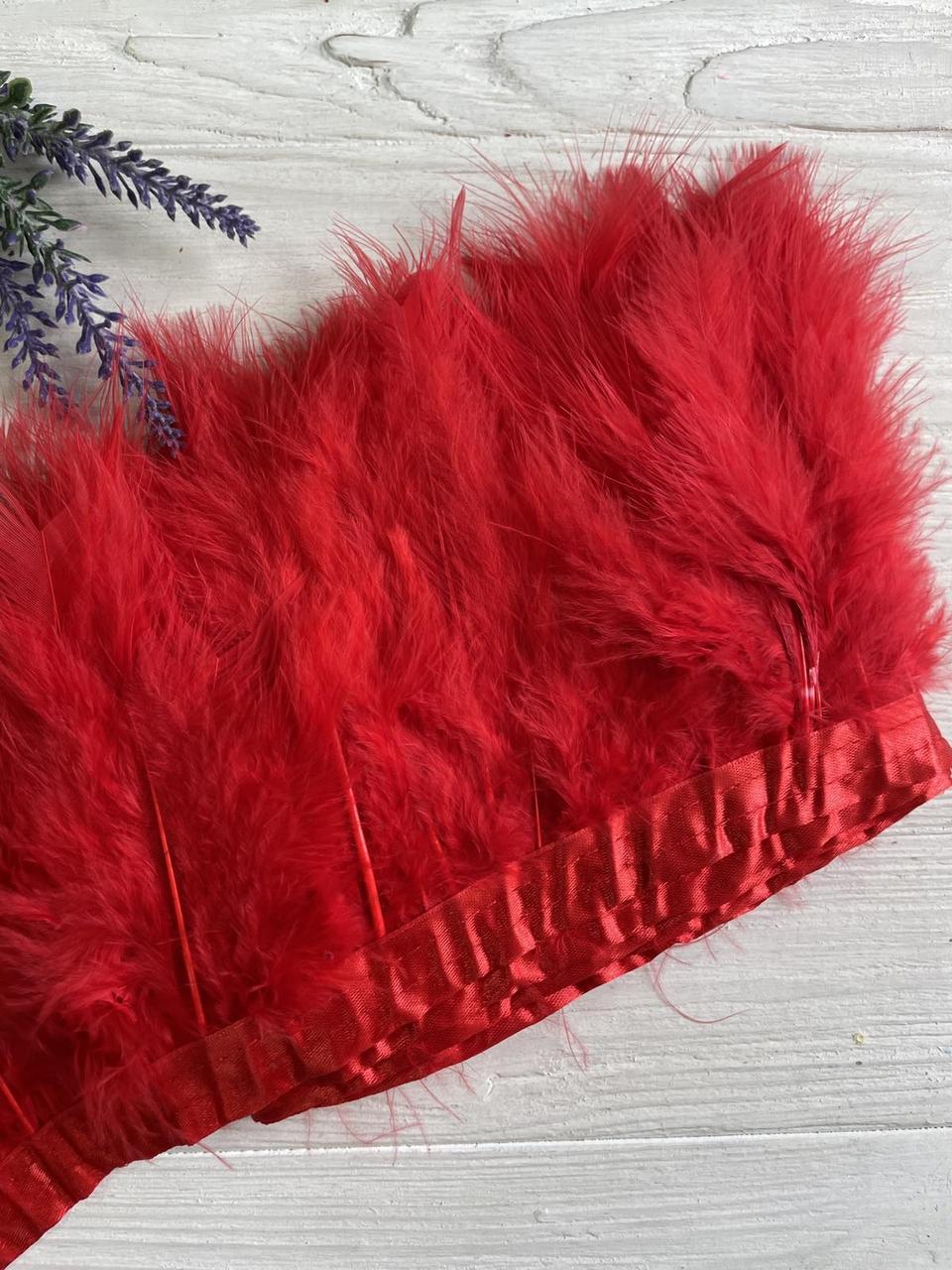 Пір'яна  тасьма з лебедя  2 метри , червона