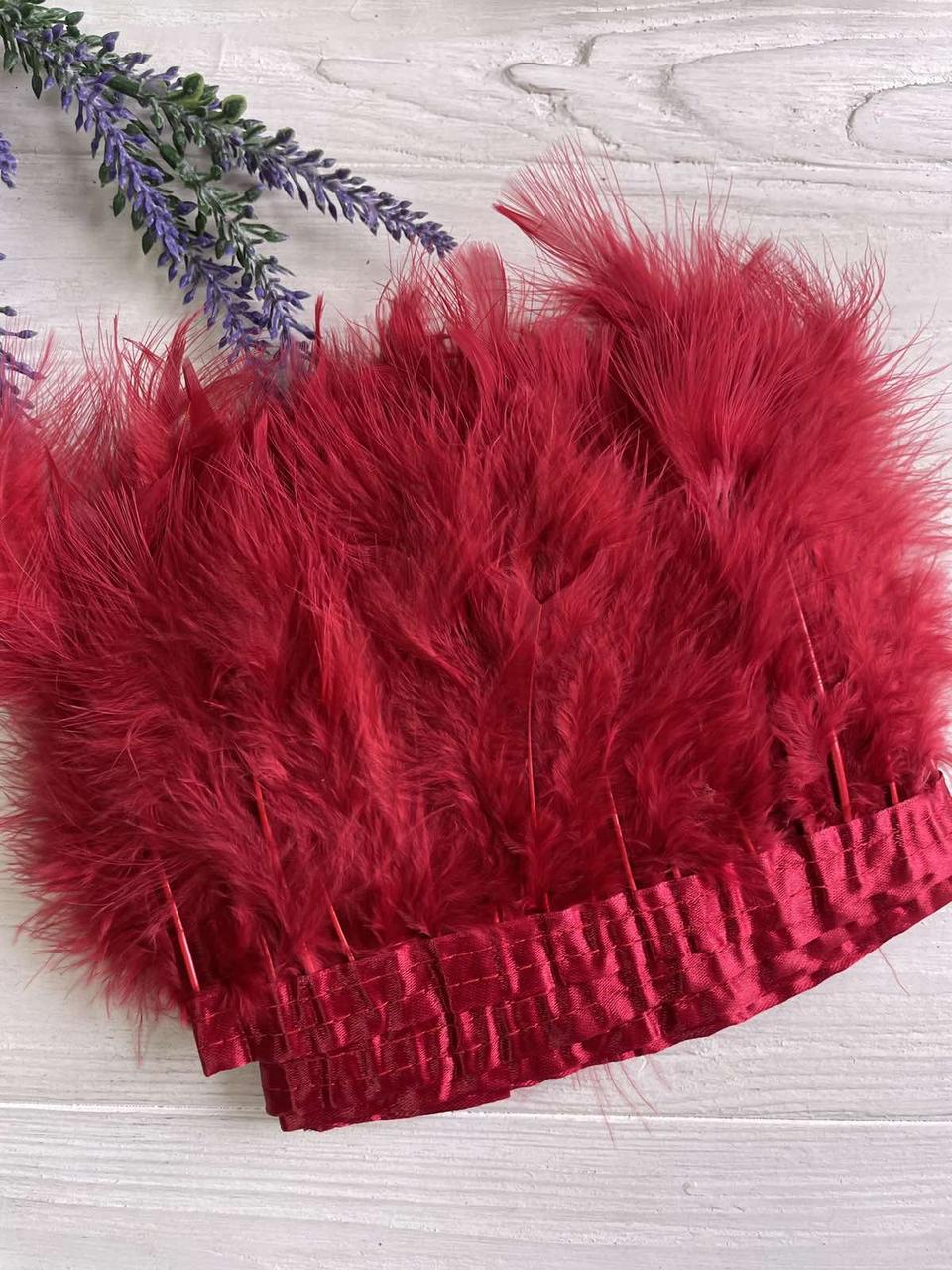 Пір'яна тасьма з лебедя 2 метри , бордо