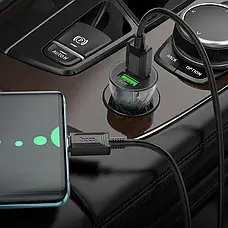 Швидкісна авто зарядка для телефона в машину на 2 USB, 12 24 вольт Hoco Z47 з кабелем (Type-C) Transparent Black (Z47), фото 6